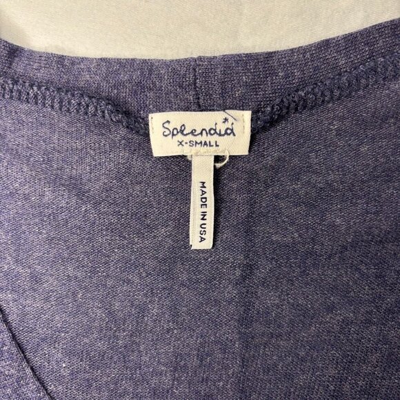 SPLENDID XS Asymmetrical Cardigan Navy White Stripes Stretch Comfy Long Sleeve - Picture 2 of 3